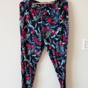 Tommy Bahama Black and Red Track Pants with Tropical Print